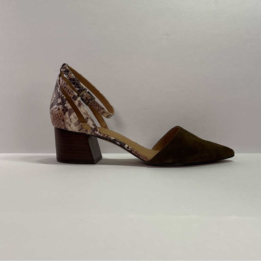 Crown Vintage Vavi Pump - green suede/brown snake skin faux leather, size 8 - Picture 7 of 11